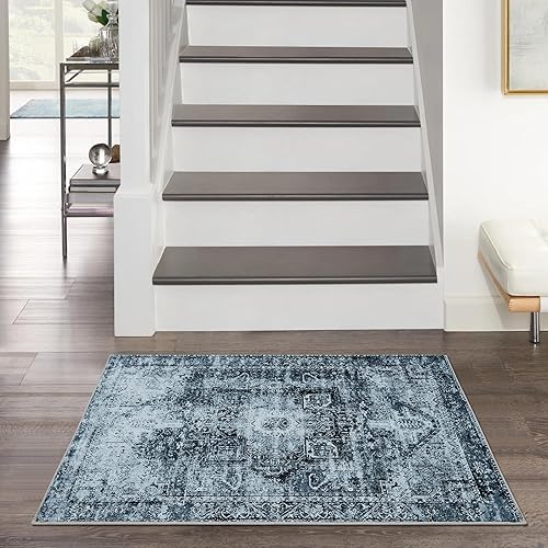 Alfombras de 2 x 3 para entrada, alfombra pequeña lavable antideslizante para puerta de interior para cocina y baño, con respaldo oriental, alfombra