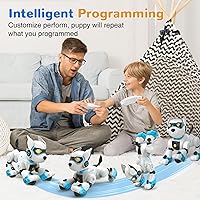 Vista 4 de OKK Perro Robot para Niños, Perro de Control Remoto y Toque con Interacción por Voz, Robot Programable con Show de Imitación, Perro Electrónico que