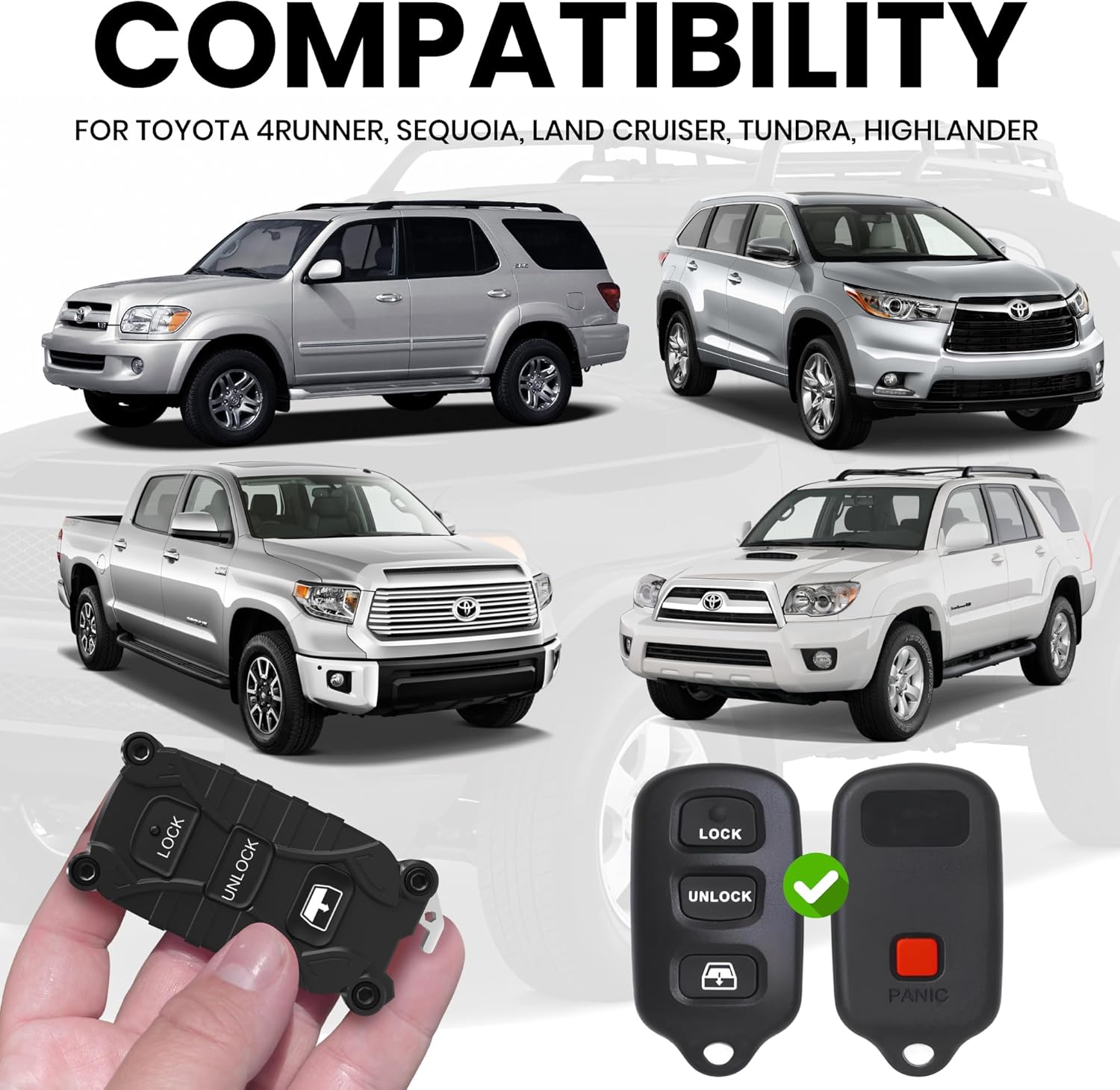 Toyota 4Runner 1996-2009 Key Fob - Heavy Duty 3 Button - Also fits Highlander 2004-2007. Lock Unlock Panic - Housing Case with Bottle Opener -No Electronics Included - (Black, 3 Button)