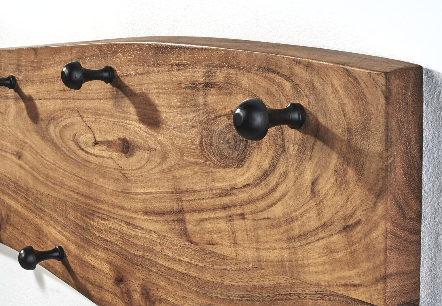 Kobolo Garderobe Wandgarderobe aus Akazienholz mit 4 Haken