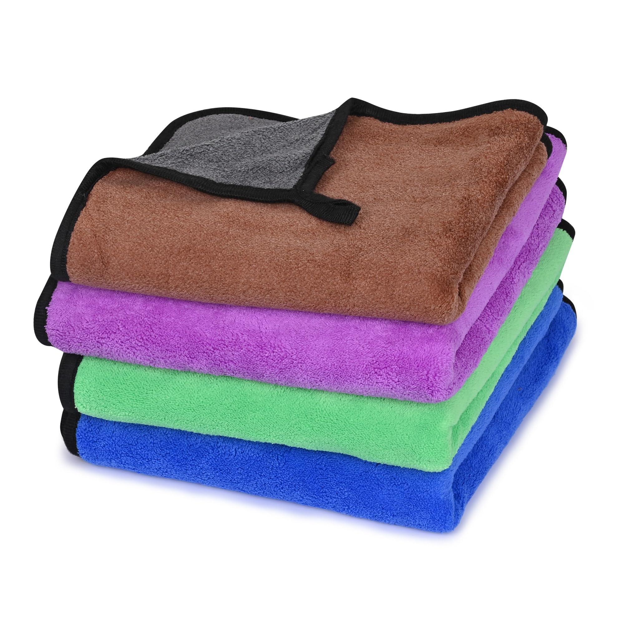 Loom Legacy Microfiber Cleaning Cloths, 30x40cms Double Layered 600GSM Multi-Colour! Multi -Purpose Wash Cloth for Kitchen Window Stainless Steel Silverware Wash-1027 (30X40 Cms(Pack of 4))