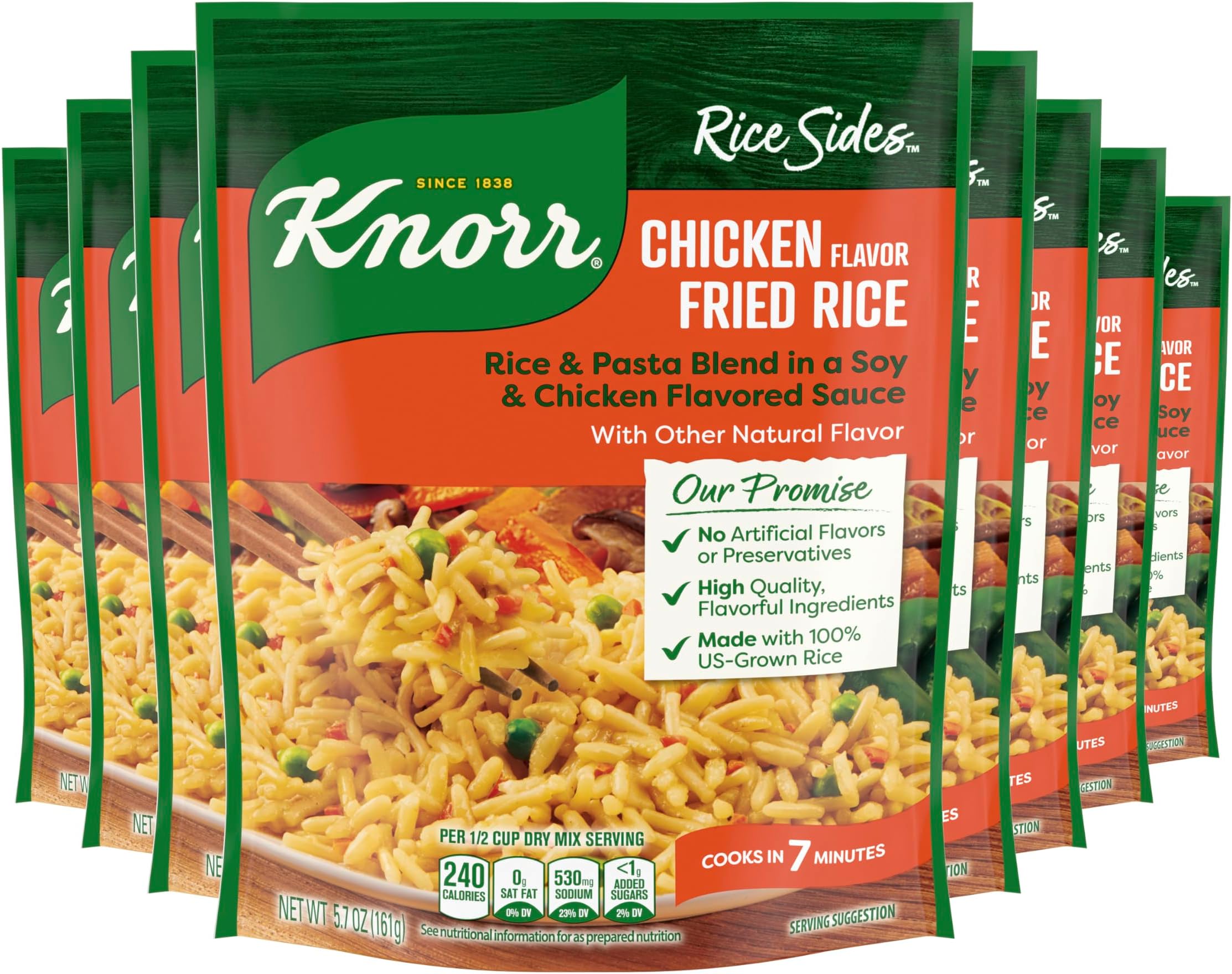 Knorr Rice Sides 8 Count Chicken Flavor Fried Rice For a Tasty Rice Side Dish No Artificial Flavors 5.7 oz
