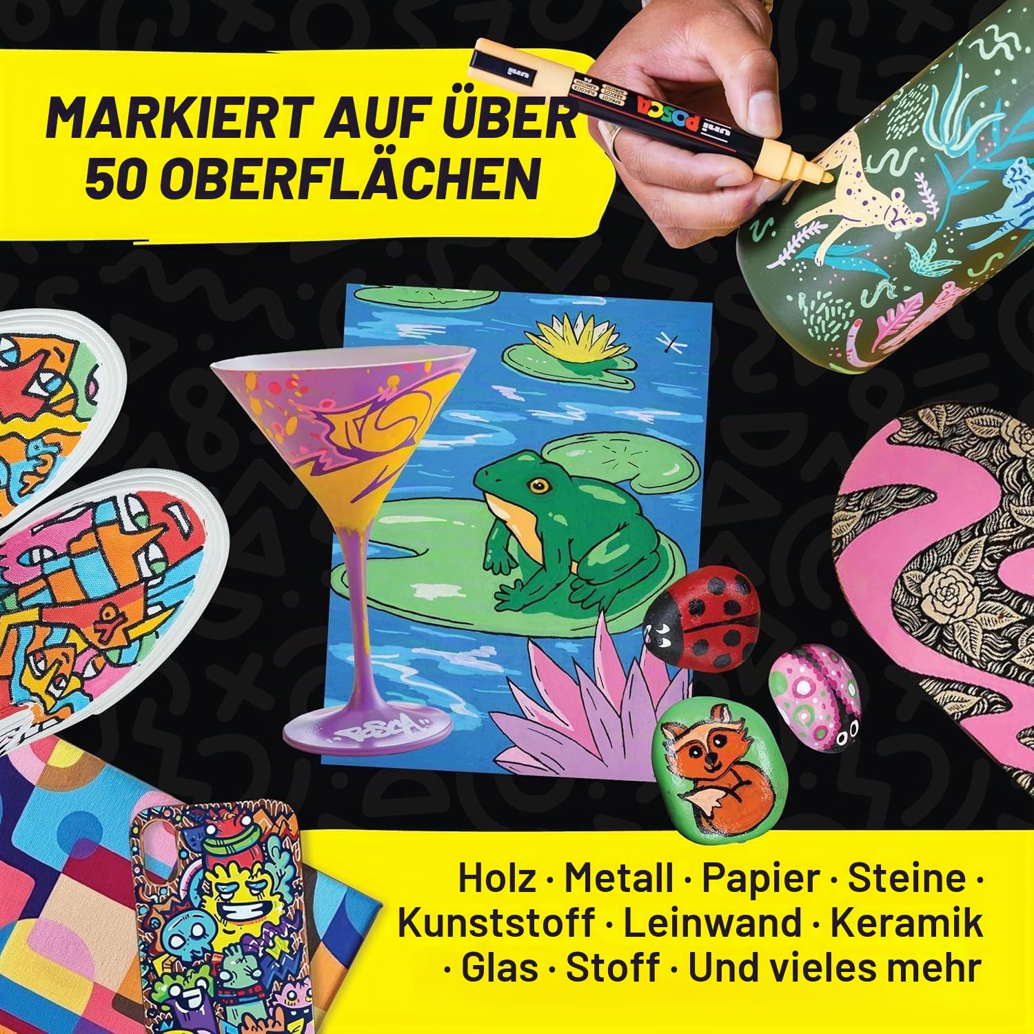 POSCA 186508 - POSCA Marker mit feiner Rundspitze, 8er Set, Grundfarben