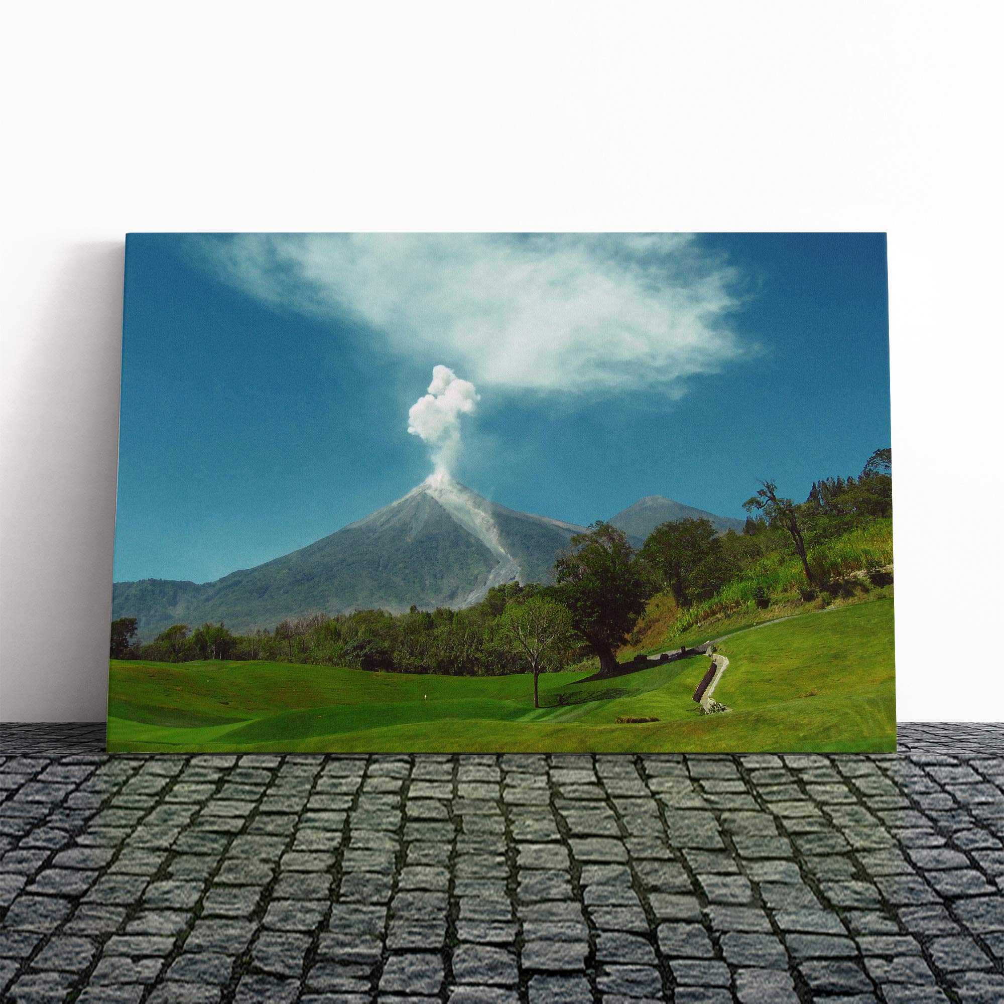 Landscape Guatemala Volcano Canvas Print | Gallery Wrapped 30mm Frame Wall Art | 24x16 inches | Ready to Hang | Modern Landscape Picture | Living Room Bedroom Lounge Office