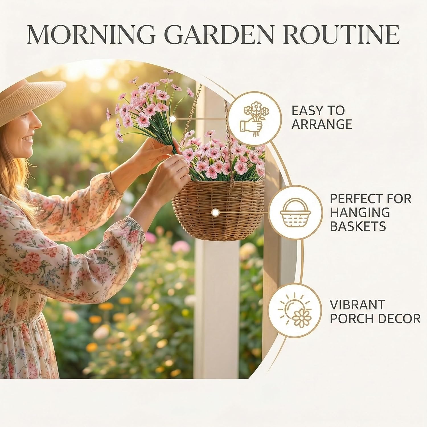 MACTING Artificial Flowers for Outdoors 6 Bundles Fake Spring Flowers UV Resistant No Fade Faux Plastic Flowers for Hanging Planters Window Patio Porch Yard Garden Indoor Outside Decoration,Pink - Image 2