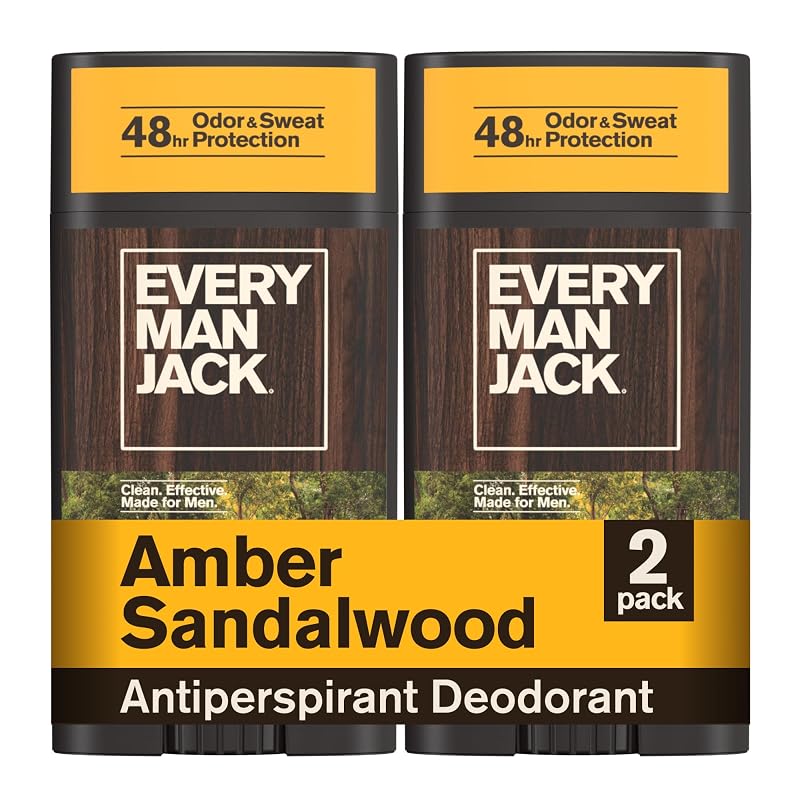 Desodorante antitranspirante Every Man Jack Amber Sandalwood, Pacote com 2