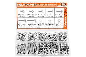 228 Piece M5 Cap Screws, Washers, and Nuts Kit
