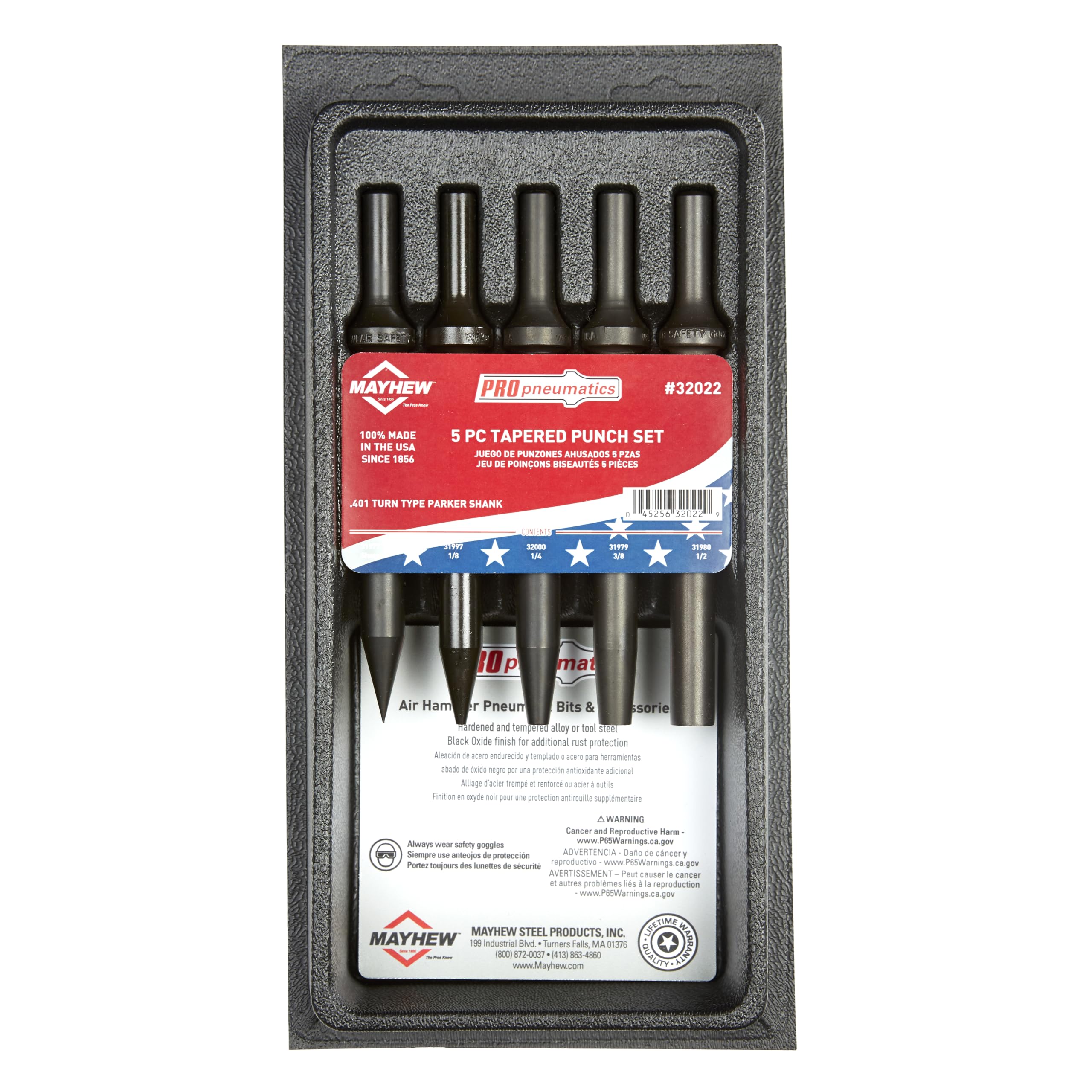Amazon | Mayhew Tools 32022 Pneumatic 5-Piece Tapered Punch Set