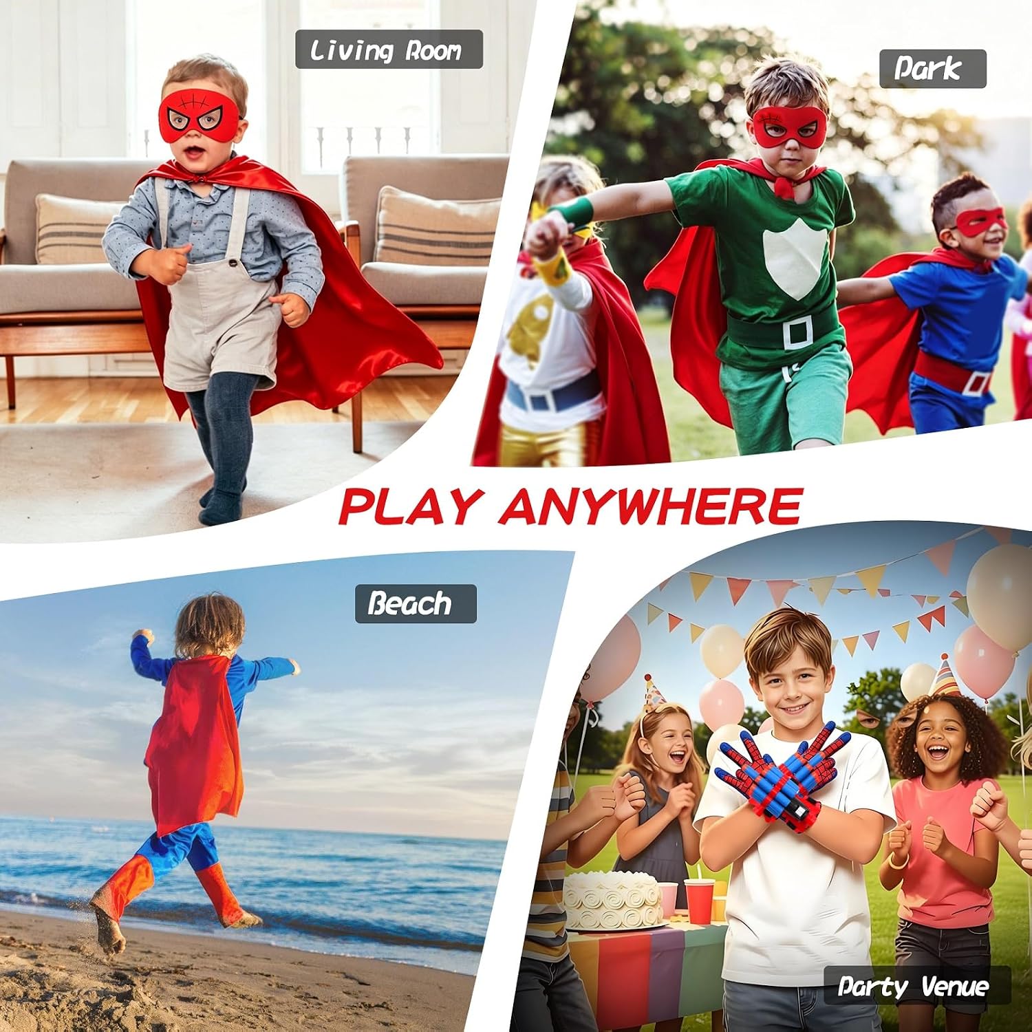 Hero Spider Web Shooters, Kids Wrist Launcher Spider Toys with Cape & Mask Cosplay Costume, Role-Play & Imaginative Play Superhero Toys, Christmas Halloween Birthday Party Favors for Boys Girls