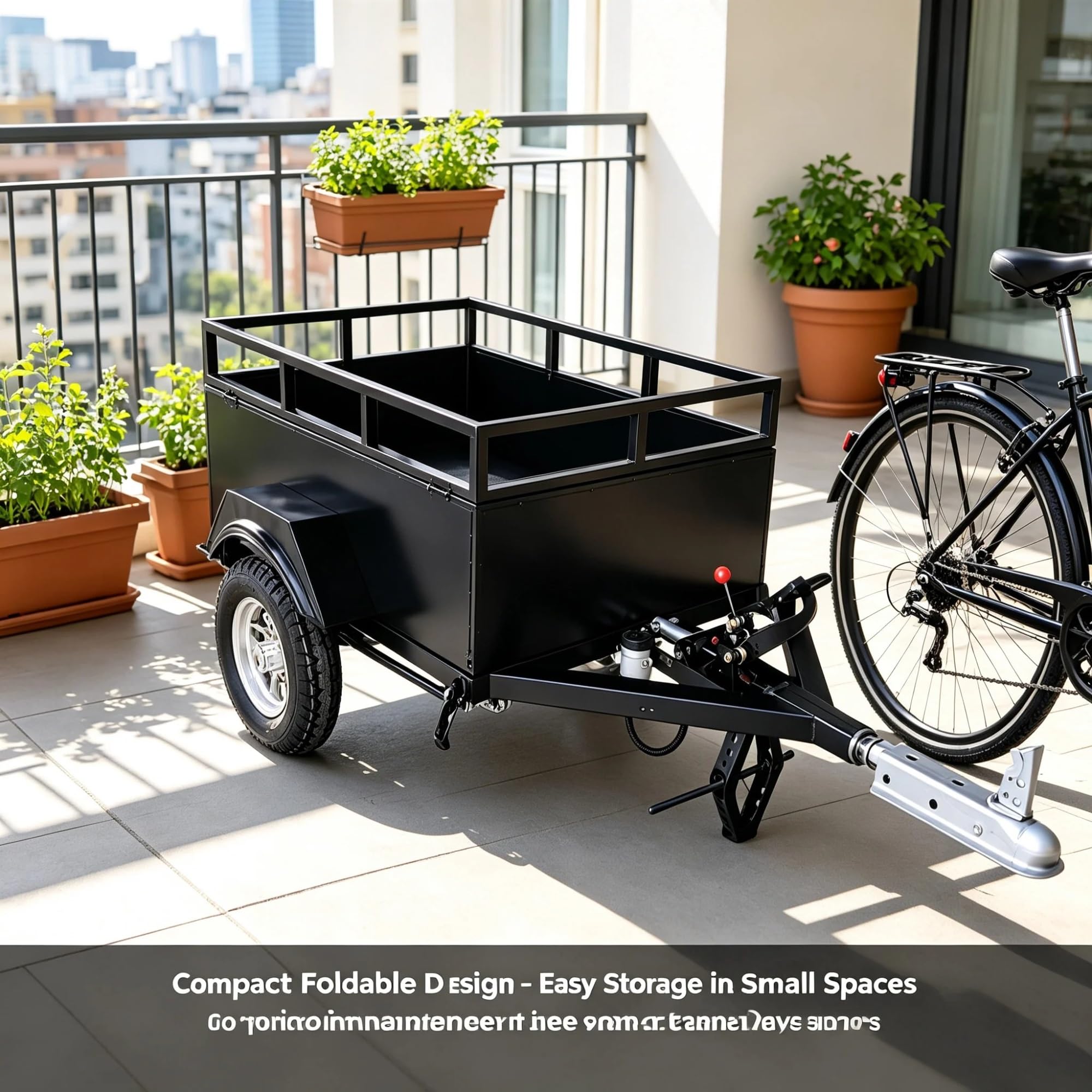 Remorque Vélo Cargo, Chariot Acier Lourd pour Vente de Rue | 150 lb + rangement pliable, vélos & tricycles – parfait pour marchands ambulants et étals