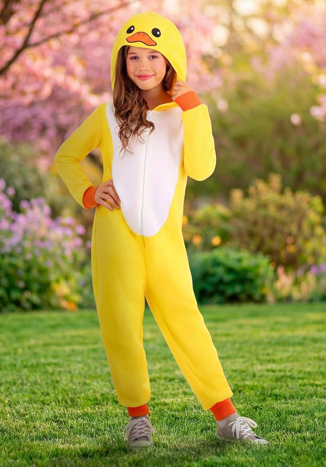 Kids Yellow Duck Halloween Costume | Yellow Hooded Jumpsuit Outfit for Boys and Girls for Easter Themed Events