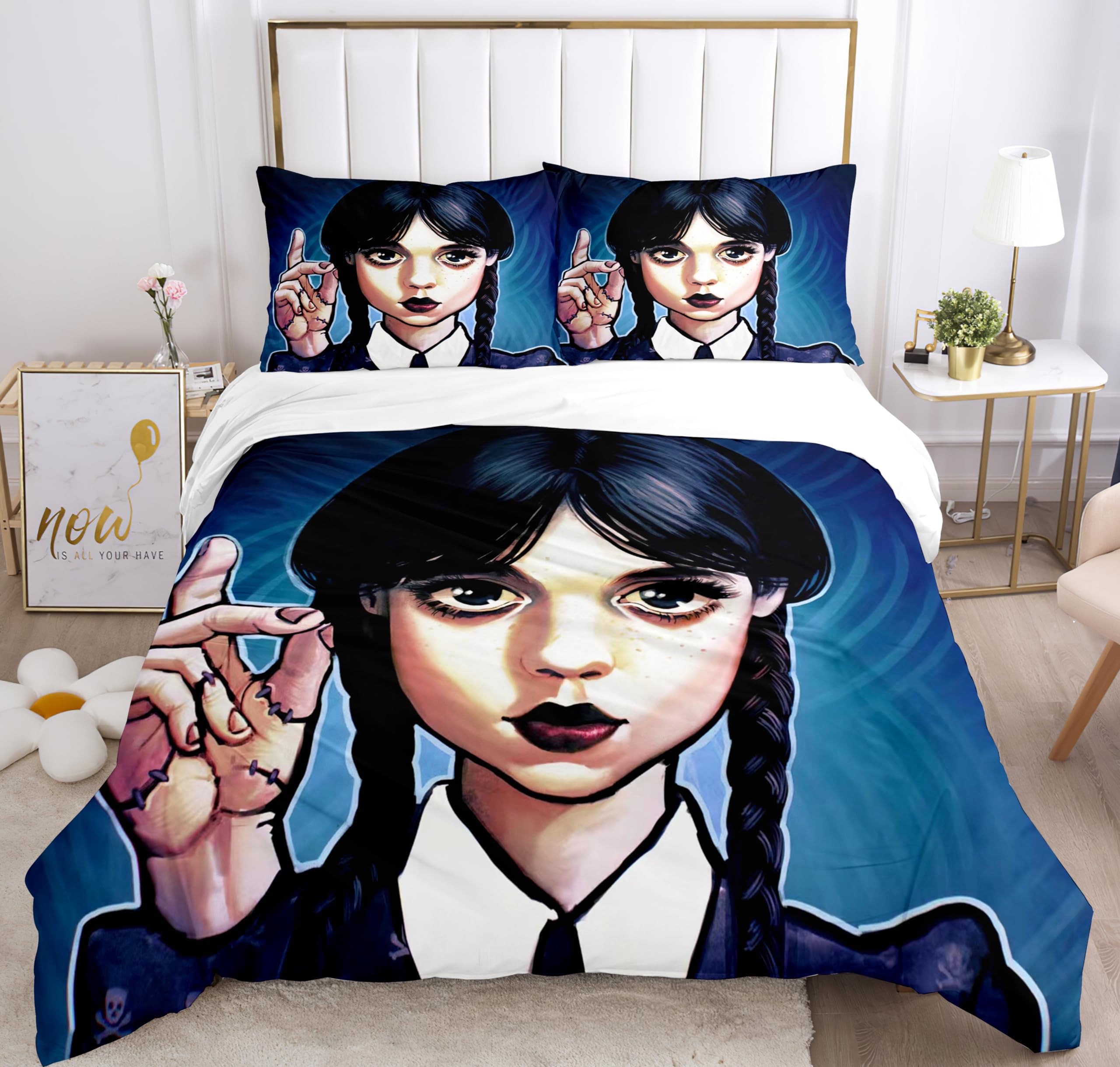 Girl Bedding Duvet Cover Set with 1 Duvet Cover and 2 Pillowcases, Ultra Soft Microfiber Breathable Comforter Cover Sets, 3D Printed Bedding Sets for Kids (Twin)