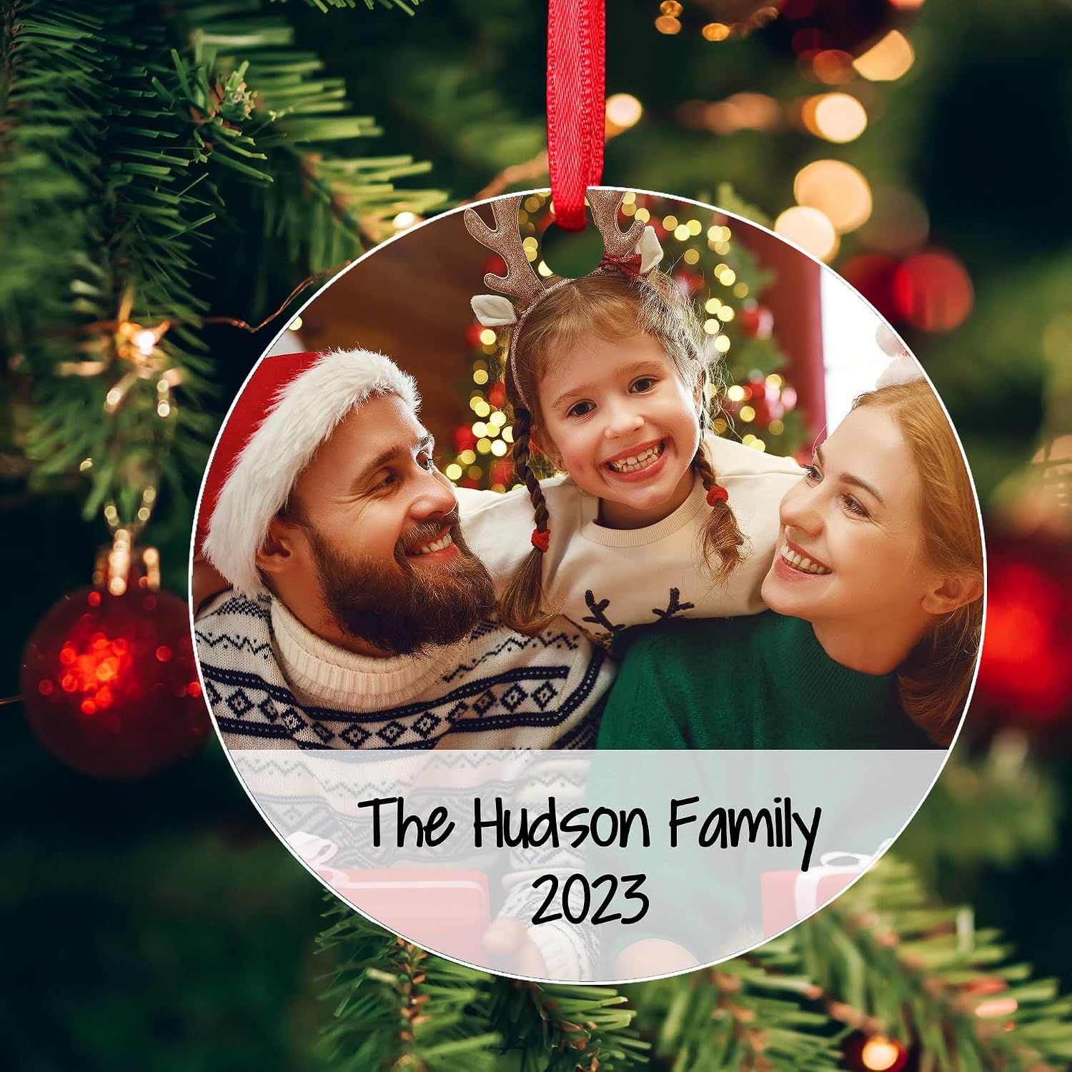Personalized Christmas Acrylic Ornament Custom Photo Text Christmas Tree Decorations Customized Hanging Ornament Gift for Christmas Birthday 2024