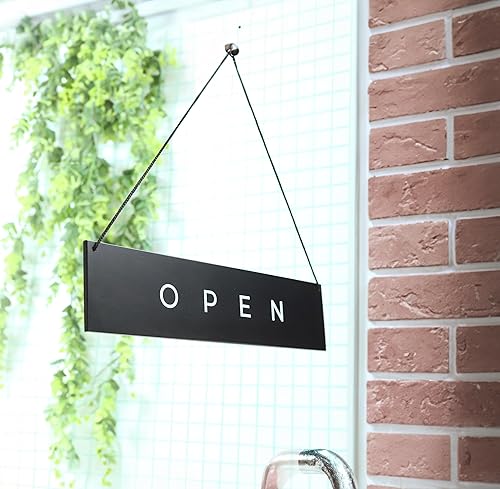 Miniatura 5 de Letrero moderno de madera negra con cierre abierto para negocios, letrero abierto de doble cara para ventana o puerta, madera de estilo vintage,