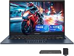 ASUS Vivobook 14 14" FHD Ordinateur portable, Intel I5-1334U, 16GB RAM, 640GB Stockage (512GB SSD+128 Go de station d'accueil), Intel UHD Graphiques, HD Webcam, Wi-Fi, Bluetooth, Windows 11 Chez soi, Bleu tranquille