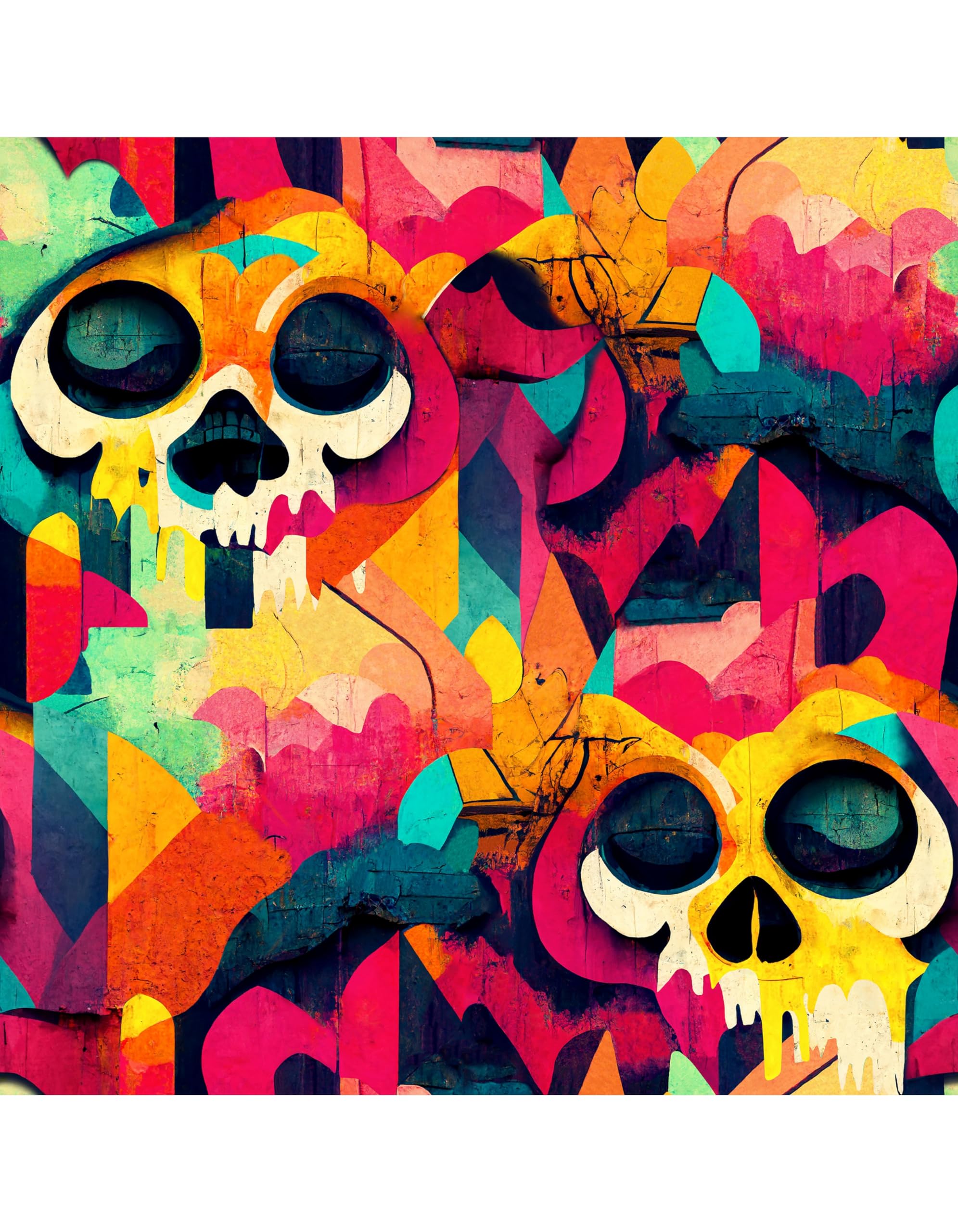 Arthouse Multicolor Skull Graffiti Multi Coloured Wallpaper 925107 - Kaleidoscope Funky