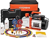 Vista 1 de VIVOHOME Serie VG - Juego de bomba de vacío de CA y medidor, bomba de vacío HVAC de 2 etapas 1/2 HP 5CFM y kit de manómetro de colector de 3 vías