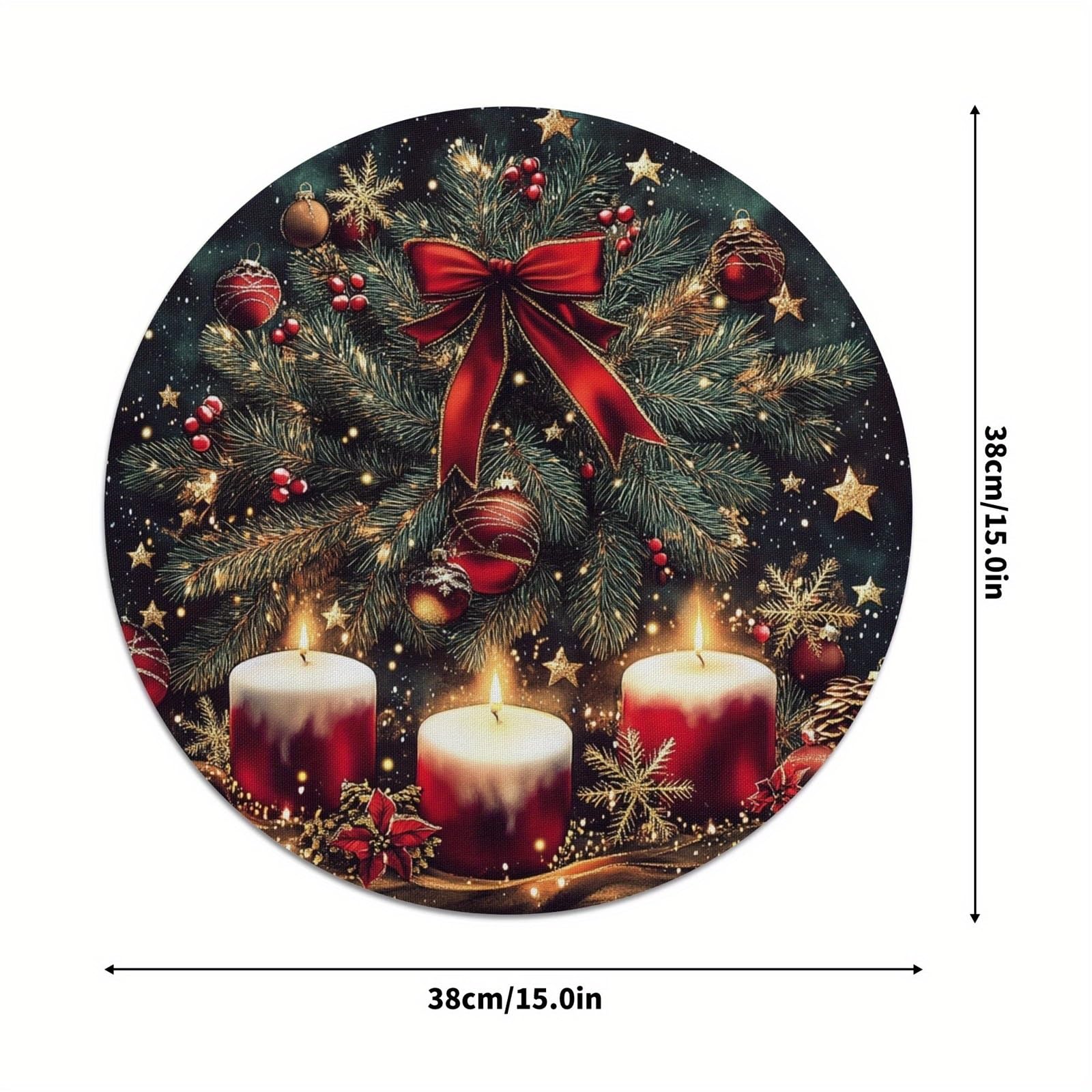 Manteles Individuales Navidad 4/6/8/10 Piezas de tapete navideño con Lazo for árbol Navidad, Copo Nieve, Mantel Cocina, Mesa Fiesta, decoración navideña(8PC)