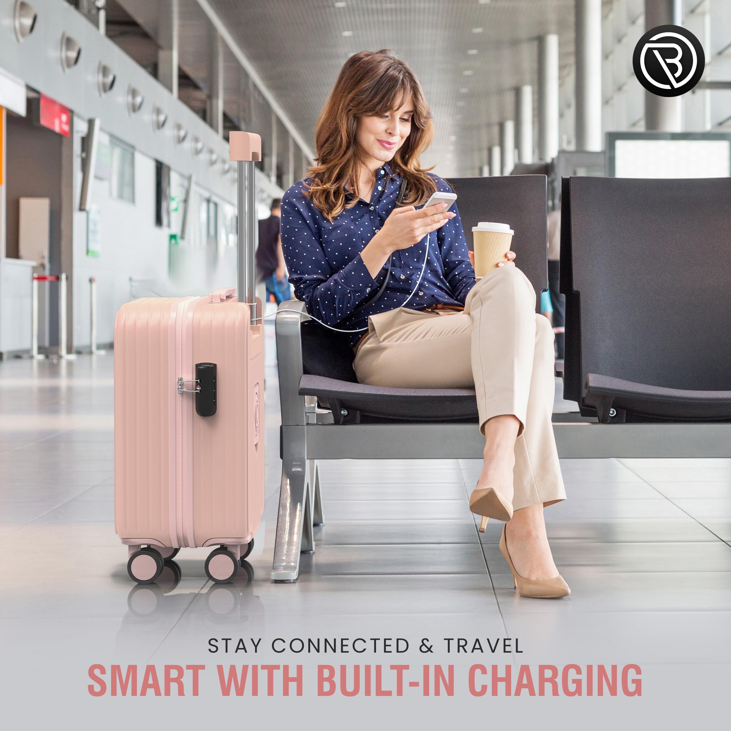 Border 2 Border Travel Underseat carry on luggage with wheels suitcase