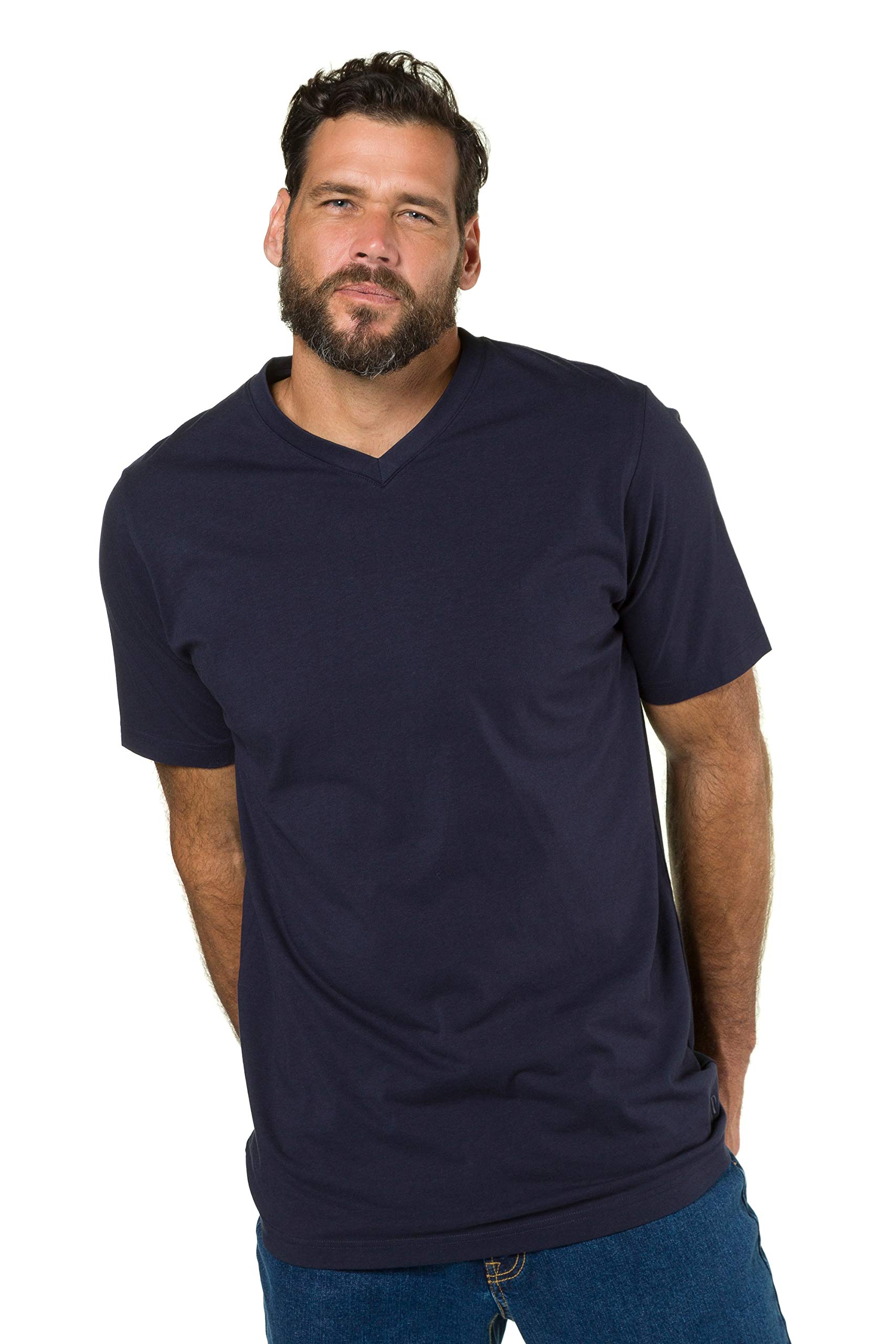 JP 1880Menswear Big & Tall Plus Size L-8XL Classic Short Sleeve V-Neck Tee 702415OEKO-TEX MADE IN GREENOEKO-TEX MADE IN GREENOEKO-TEX MADE IN GREEN