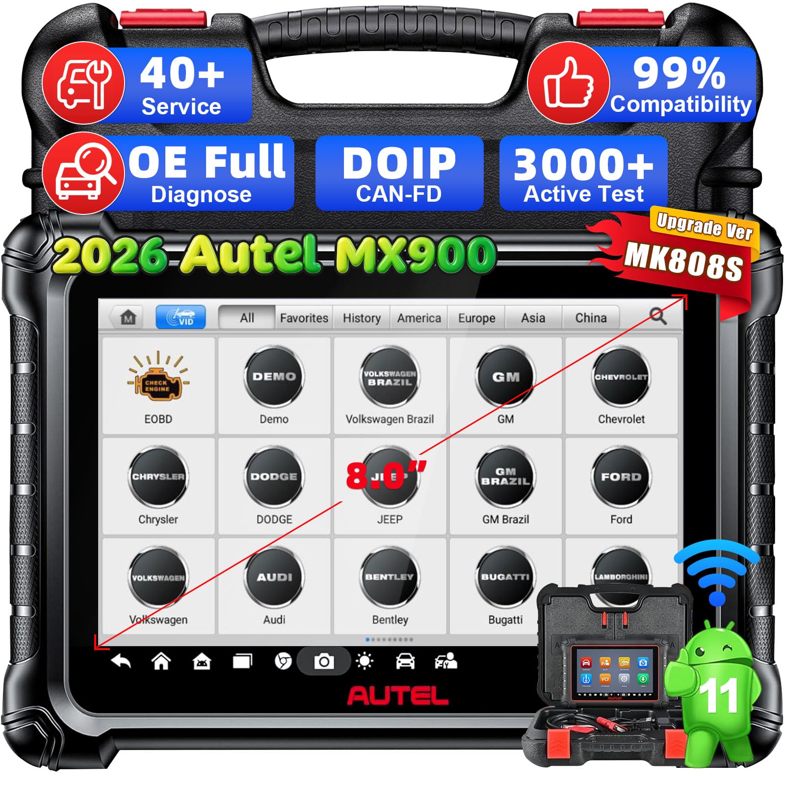 Autel Scanner MaxiCheck MX900, Bidirectional OBD2 Scanner Updated of MK900 MK808 MK808S MK808BT, Android 11, 40+ Function, All System Diagnostics Scan Tool, No-IP Limited, FCA Auto Auth-image-47