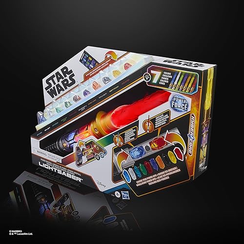 Miniatura 15 de STAR WARS Power Crystal - Sable de luz de cristal, 7 colores y 10 cristales, más de 50 combinaciones que cambian de color, luces y sonidos, juguetes