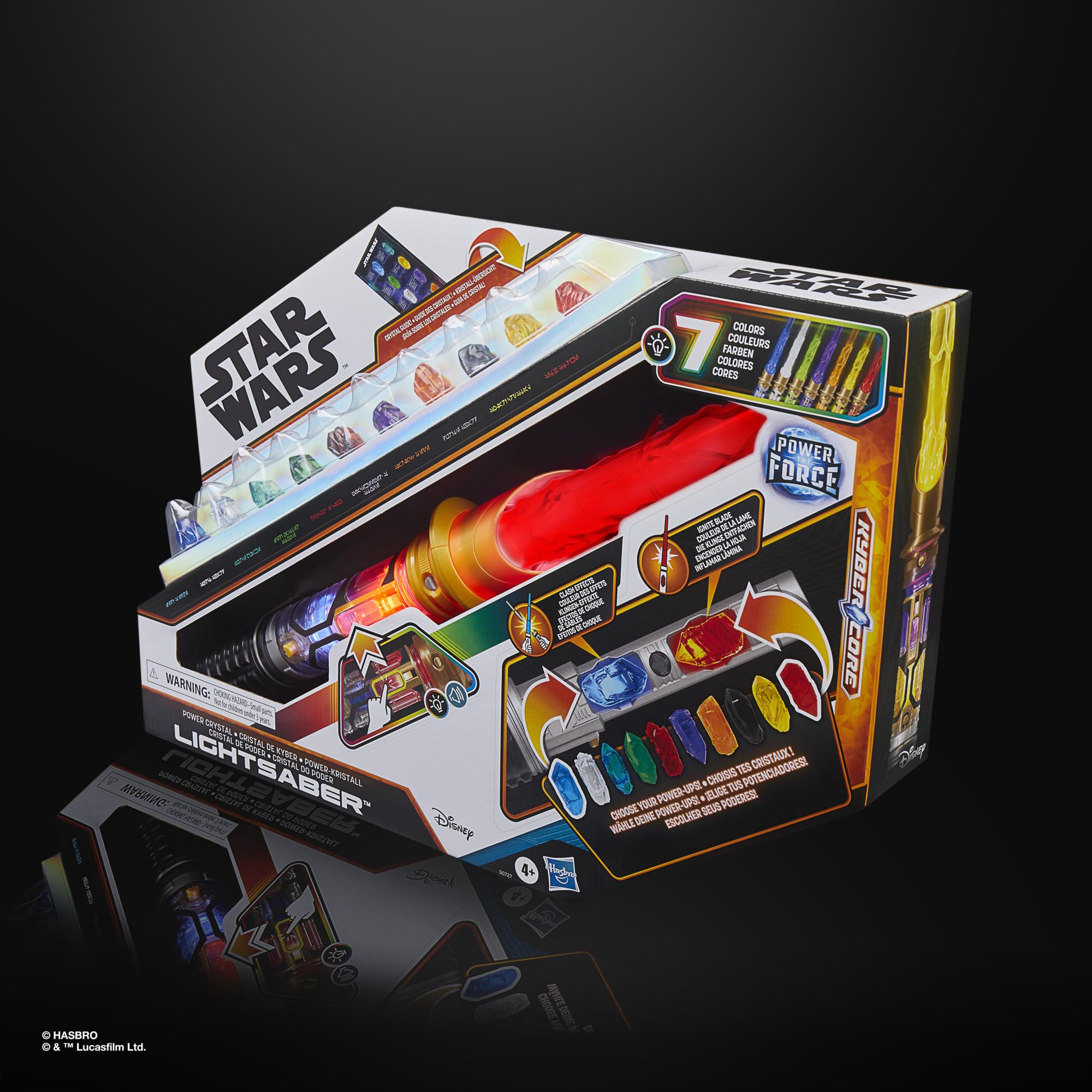 Star Wars Power-Kristall Lichtschwert, 7 Farben & 10 Kristalle, 50+ Farbwechsel-Kombinationen, Lichter & Geräusche, Spielzeug für Jungen und Mädchen ab 4 Jahren