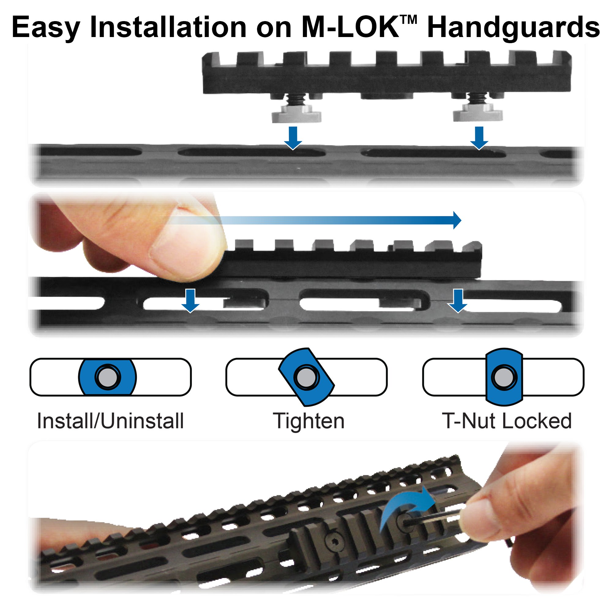 UTG Pro M-LOK 4-Slot Picatinny Rail Section, Black