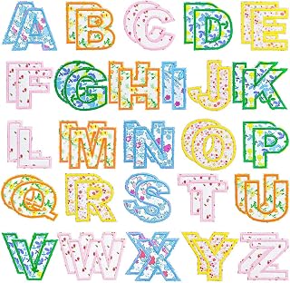 52PCS Floral Letter Patches Self-Adhesive Embroidered Flower Letters Stickers A-Z Alphabet Applique Cute Varsity Patches Stick on Clothing Jackets Backpacks Phone Trucker Hats Bags Repair DIY Crafts