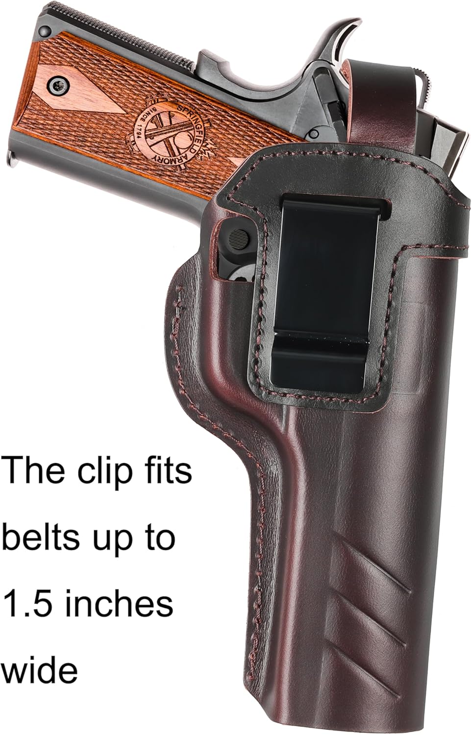OWB 1911 Holster - Top Grain Leather for Most 1911 Style | Compatible with Colt, Kimber, Springfield, Tisas & More | Fits 4" & 5" Barrels