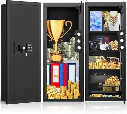 Miniatura 9 de Cajas fuertes de pared resistentes de 37.4 pulgadas de alto entre los postes de 16 pulgadas, a prueba de fuego en la pared con estante extraíble,