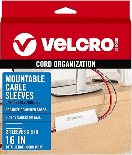 Miniatura 1 de VELCRO Brand Fundas para cables. Organiza cables desordenados en el escritorio, detrás de la TV o la consola de juegos. 16 pulgadas (2 x 8 pulgadas)