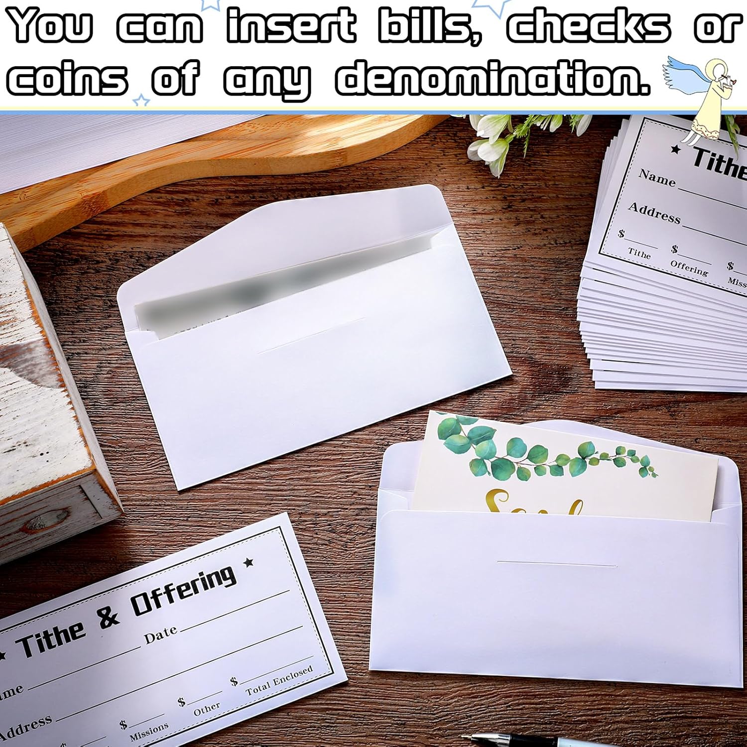 Outus 600 Pcs Church Offering Envelopes Tithe and Offering Donations Pack Cash Tithing Envelopes for Christian Religious Occasions Supplies(Simple Style)