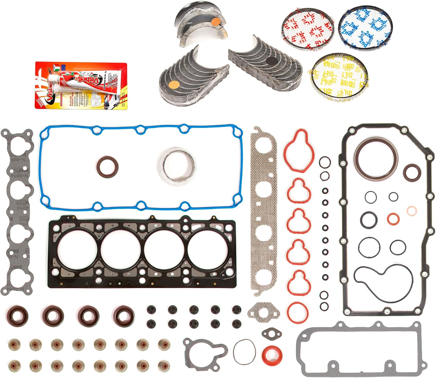 Engine Rering Kit FSBRR5021EVE Fits 96-99 Dodge Plymouth Neon Stratus Breeze 2.0 ECB Full Gasket Set, Standard Size Main Rod Bearings, 0.50mm / 0.020" Oversize Piston Rings