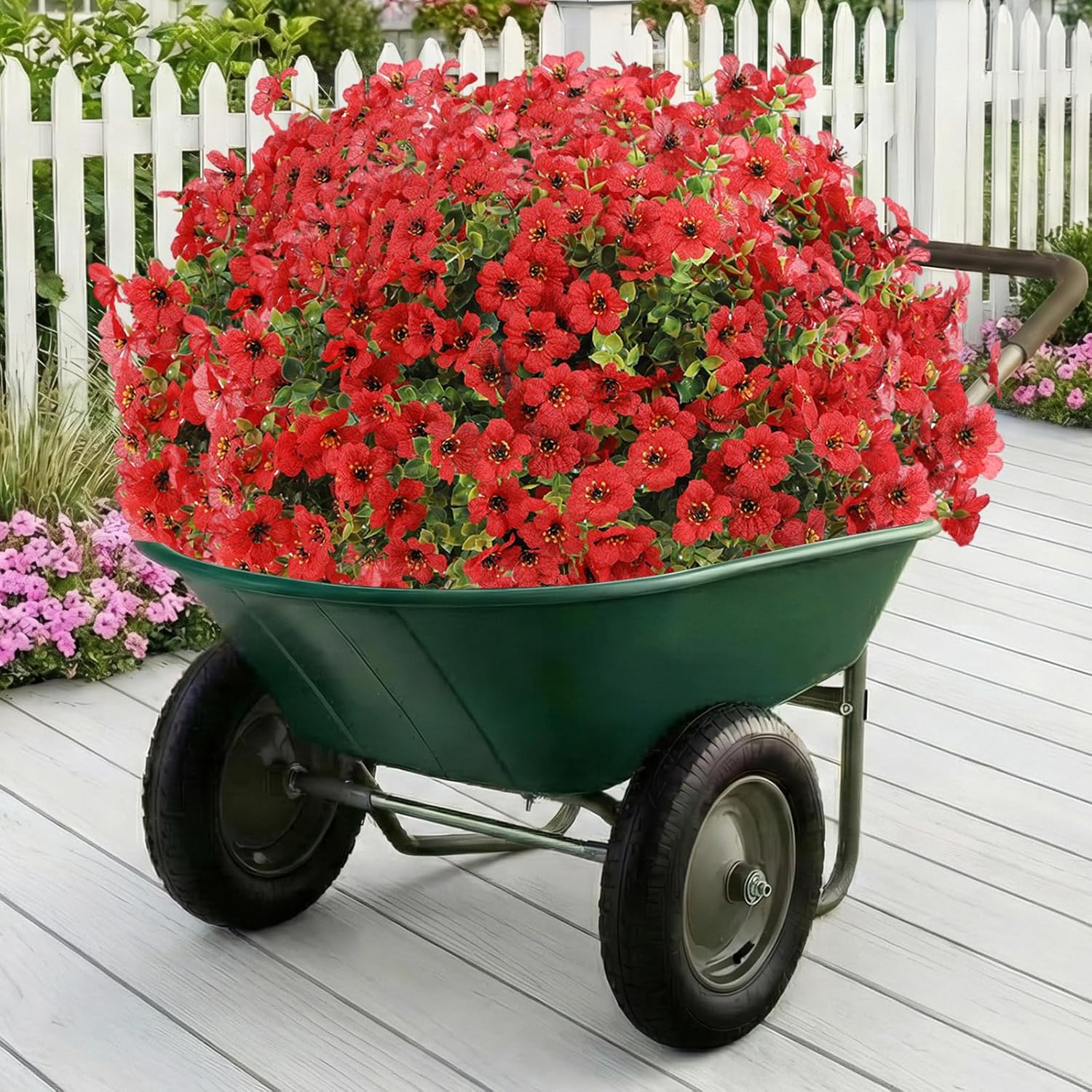 Artificial Flowers for Outdoor,Silk Flowers No Fade Fake Plastic Flowers UV Resistant Faux Plants for Outdoors Outside Front Porch Hanging Planter Window Box Garden Home Decoration,13 Pack(Red)