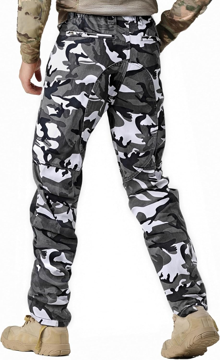 Men's Cargo Work Pants Camo Cotton Tactical Military Ripstop Hiking with Multi Zipper Pockets - Image 3