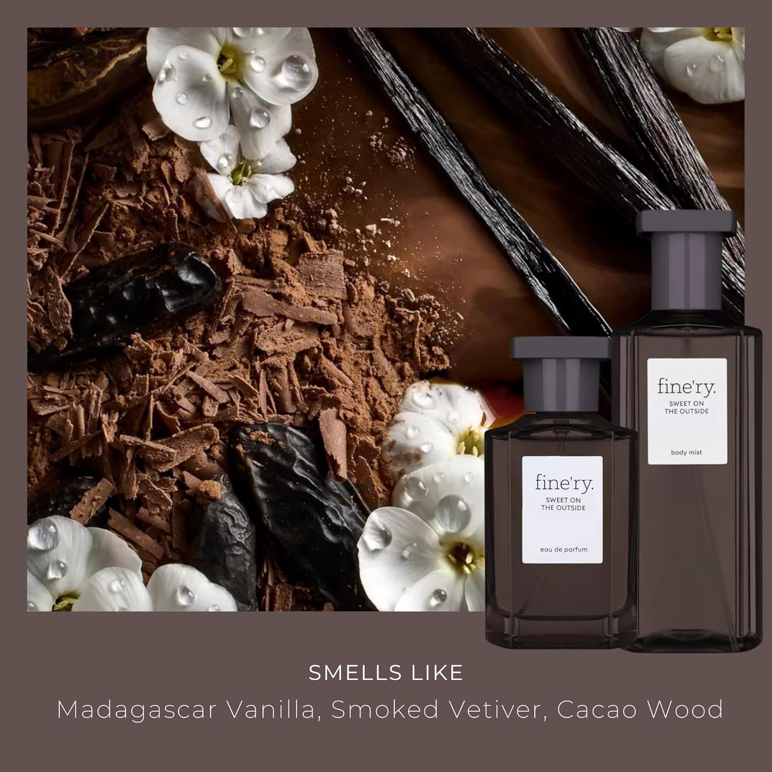 Fine'ry Vanilla Gourmand Hair + Body Mist Spray for Women - Long-Lasting, Warm Scent - Sweet on the Outside, Vanilla, Cacao Woods & Vetiver, Vegan Fragrance, Body Spray for Girls (5 Fl Oz) - Image 2