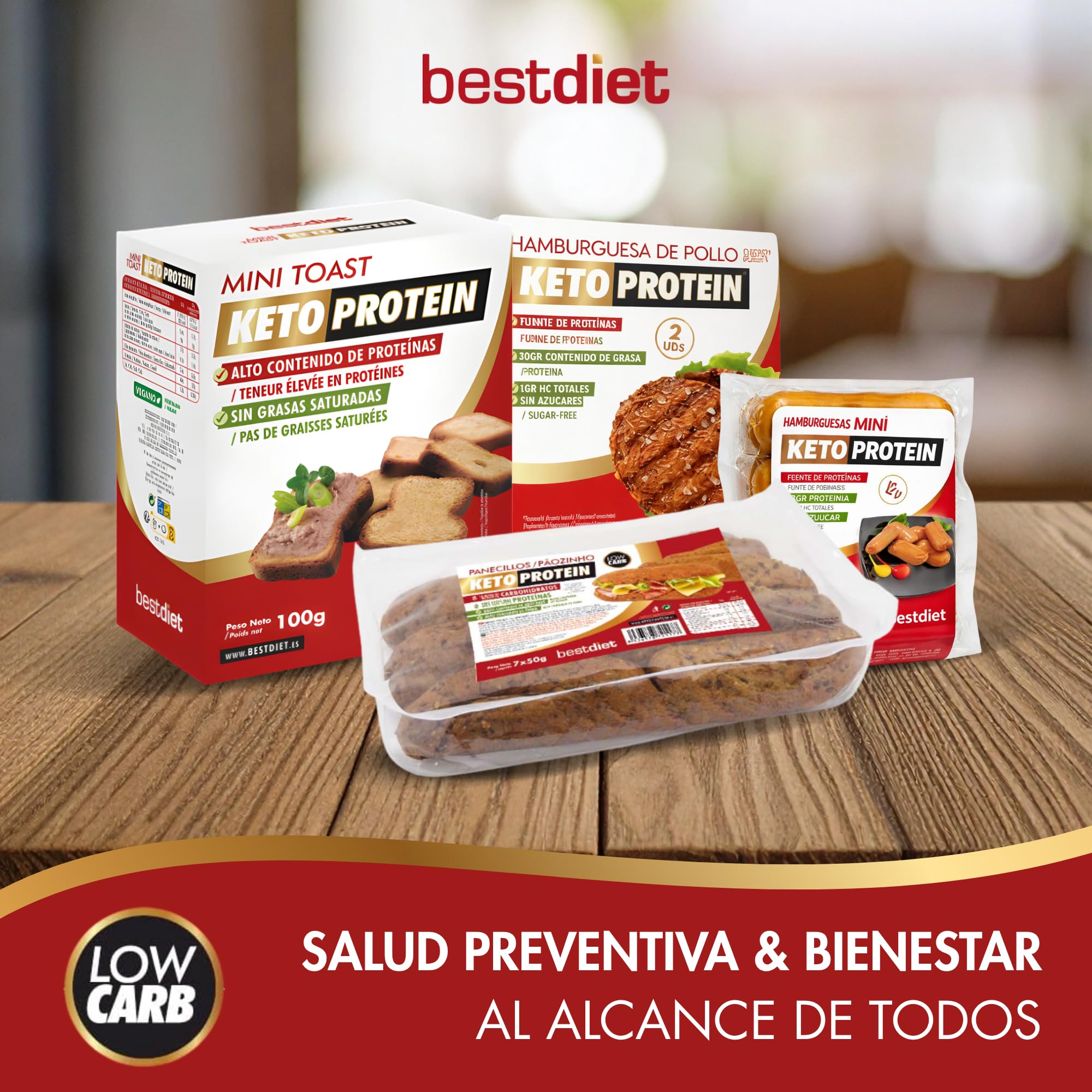 Keto Protein Bestdiet - Panecillos Proteicos Keto, Bajos en Azúcar, Alto en Fibra y Proteínas, Saciantes y Quemagrasas, con Trigo, Avena, Soja. (Pack de 3 paquetes de 350 g)
