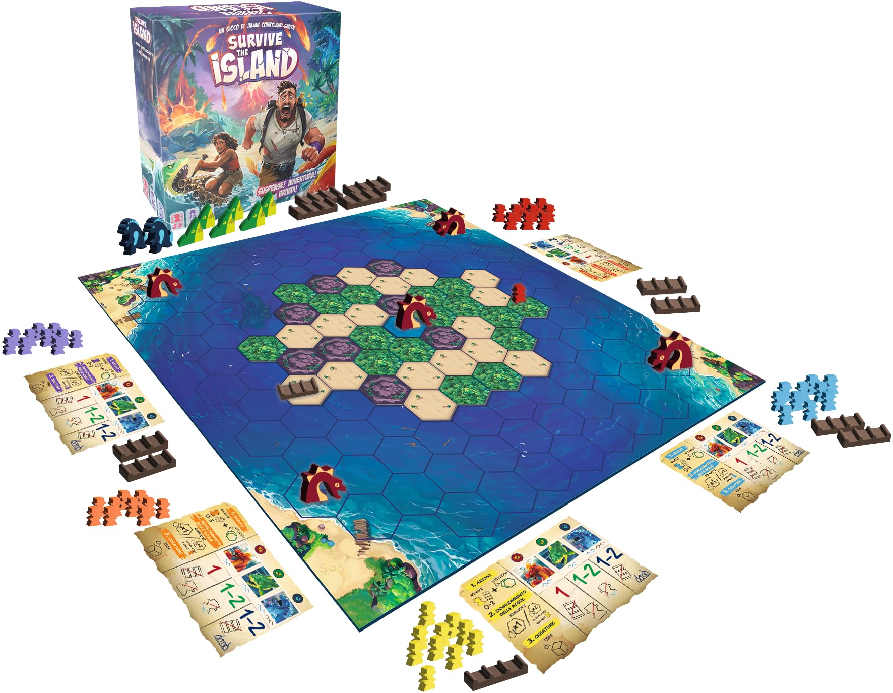 Asmodee Survive The Island Board Game, 8+ lat, 2-5 graczy, edycja włoska