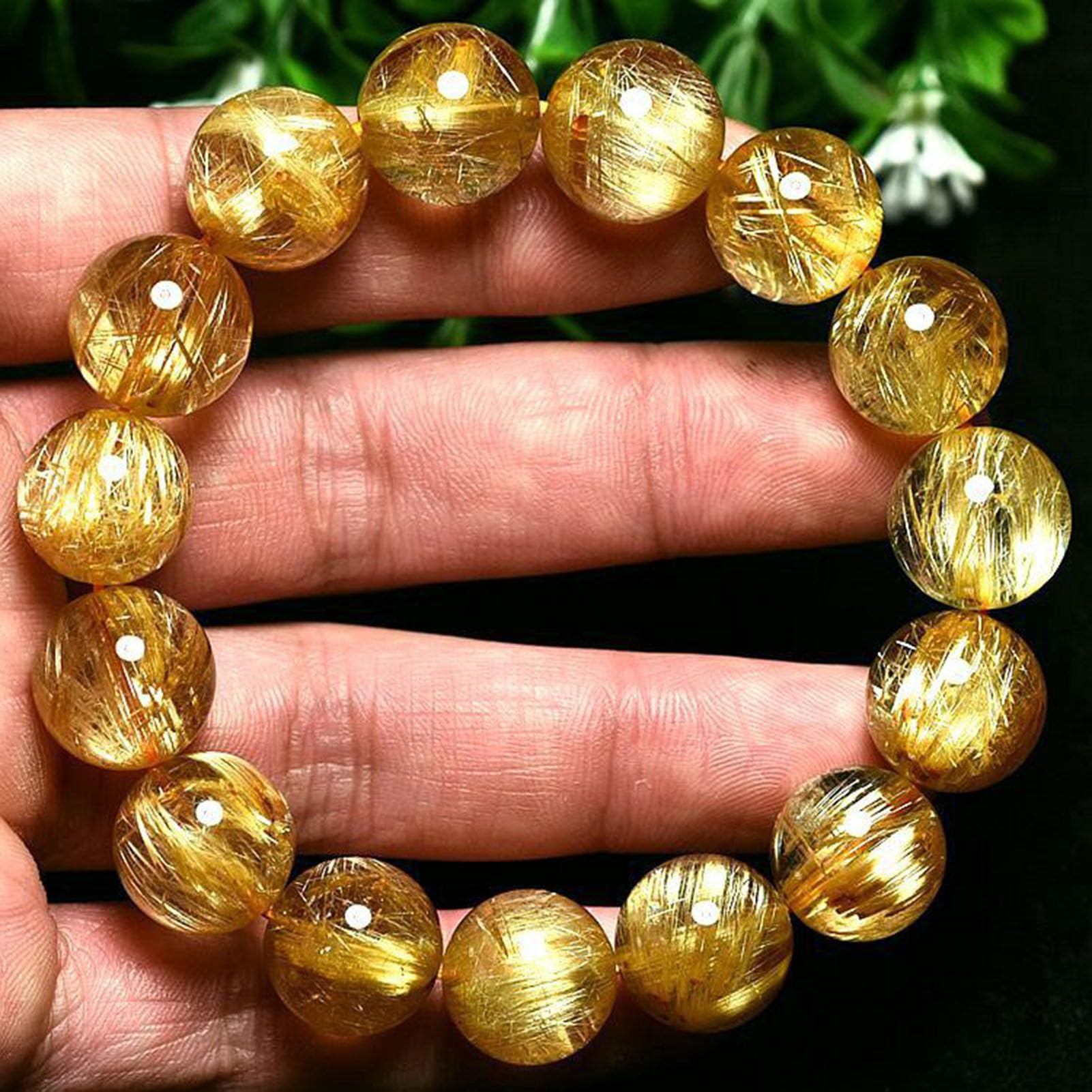 Bracciale con perline Chakra e cristalli di pietre preziose. Bracciale | Braccialetti rutilati dorati fatti a mano per la meditazione Yoga, energia spirituale e positiva di cristallo chiaro