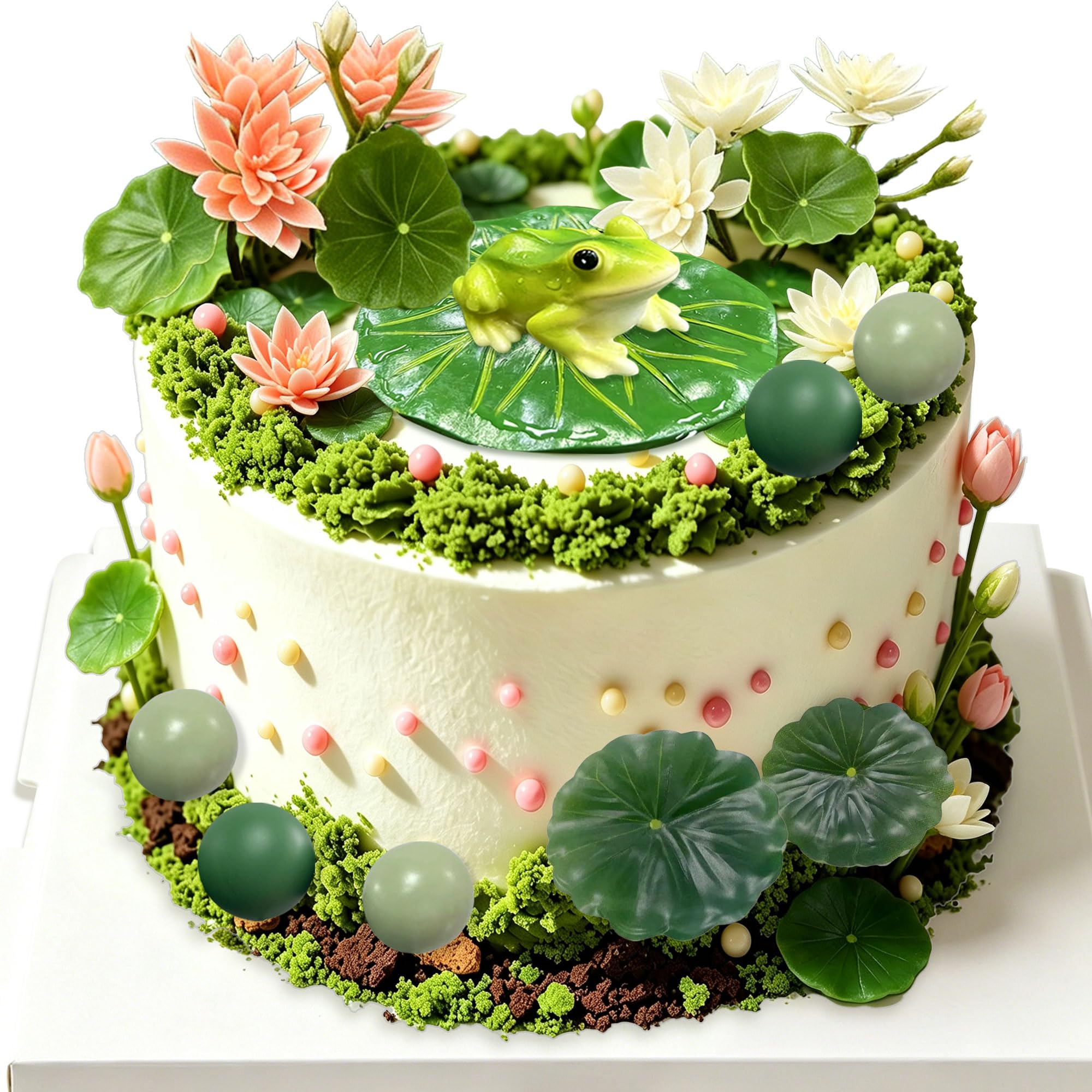 Frog Cake Decoration Frog Mushroom Cottage Cake Topper Garden Lotus Decor