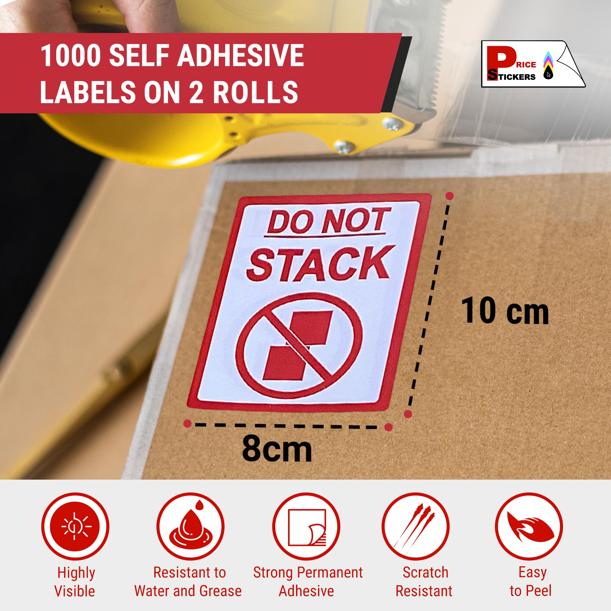 Do Not Stack Stickers 1000 'Do Not Stack' Warning Stickers - 80x103mm ...