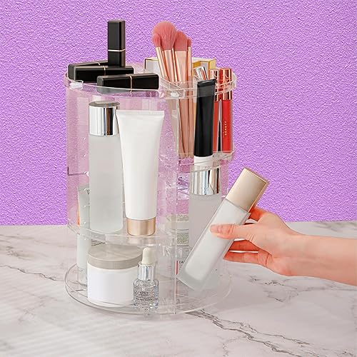 Miniatura 7 de GGGI Solution - Organizador de maquillaje giratorio de 360 grados, acrílico transparente, estante organizador de maquillaje y cuidado de la piel,