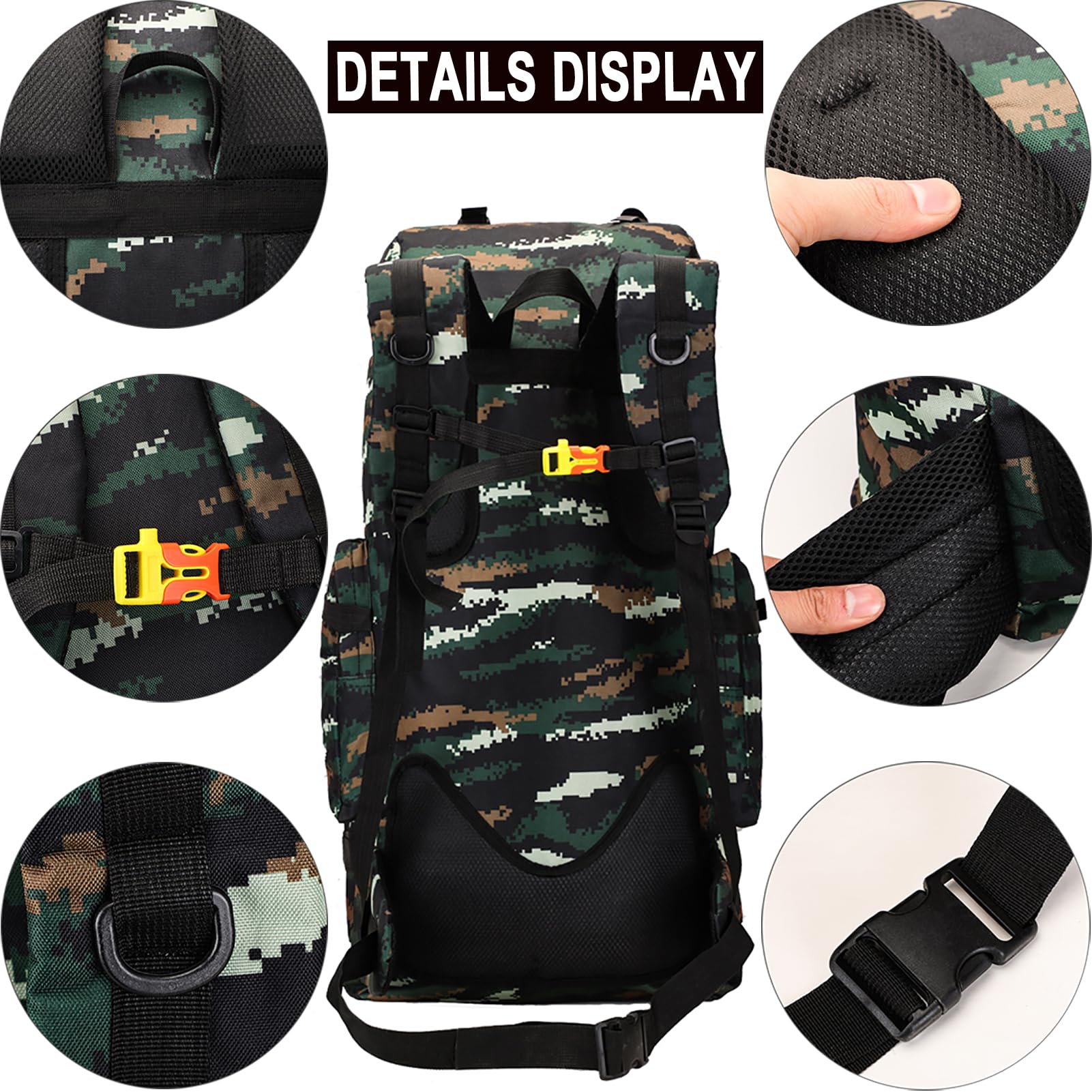Wanderrucksack 80L - 100L Wandern Rucksack Herren Damen Wasserdichter Trekkingrucksack großer Reiserucksack Abnehmbare Outdoor Molle Taktischer Rucksack Für Bergsteigen Camping Reisen,Schwarz