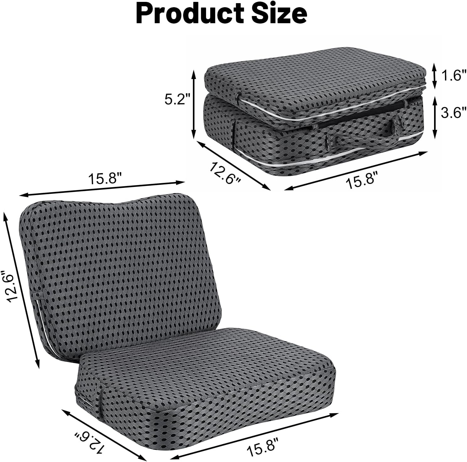 Foldable Hot Tub Booster Seat with Back Support, Adjustable 2 Heights up to 5.2", Non-Slip Bottom, Portable Spa Booster Seat for Hot Tub (Including Inflatable), Pool, Bathtub (Gray-1 PC)