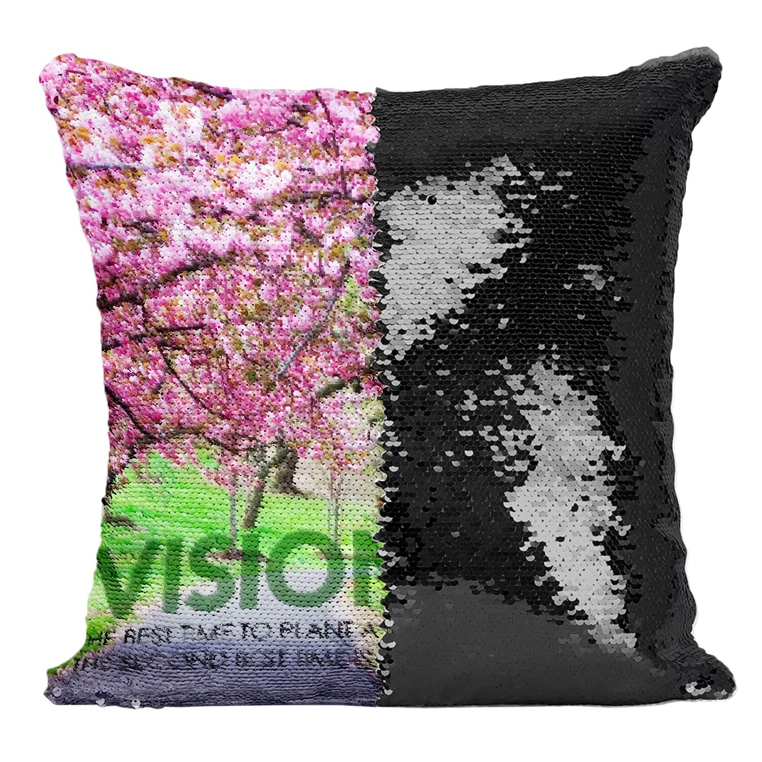 Coussin sequin et paillettes noir cadeau idéal avec message de motivation anglais