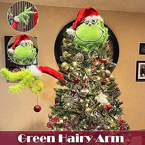 Miniatura 8 de Decoración para árbol de Navidad, estola, cabeza de elfo de Navidad, brazos y patas de relleno pegadas para árbol de Navidad (verde, patas de elfo 1)