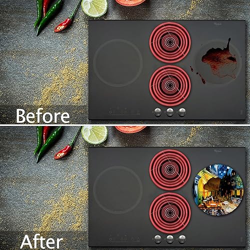 Miniatura 4 de Tucocoo Van Gogh - Juego de 4 fundas para quemadores de estufa de gas, de 8 y 10 pulgadas, para estufa eléctrica, cubierta de estufa de metal,