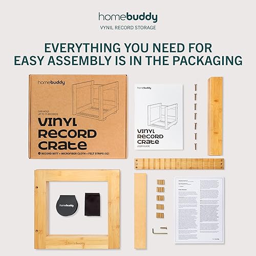 Miniatura 8 de HomeBuddy Almacenamiento de discos de vinilo, soporte para discos de vinilo para álbumes, cajas de discos para cajas de vinilo de 75 LPs, cajas de