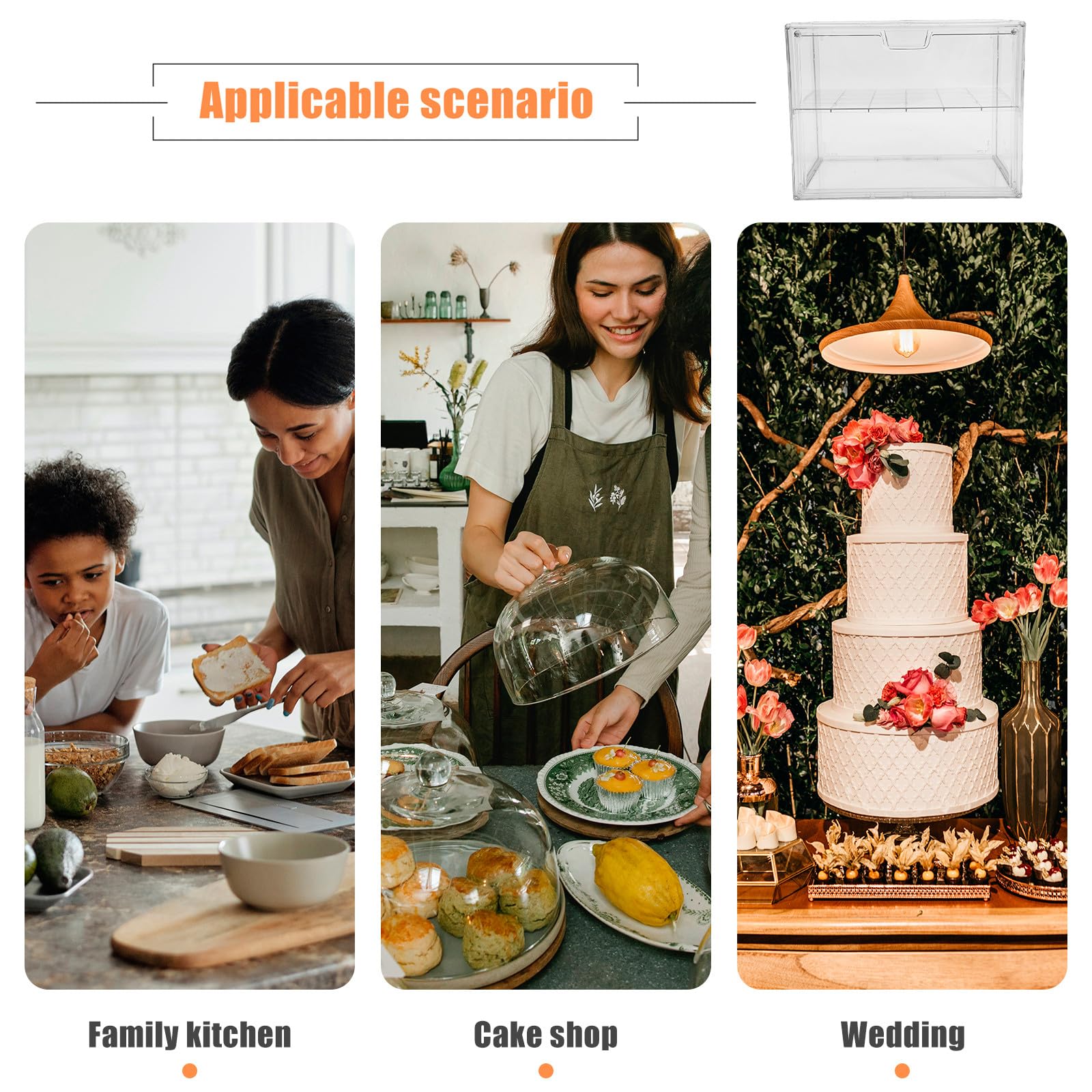 Alasum Contenitore Portapane Trasparente Doppio Strato in Acrilico | Banconi di Caffetterie e Forni, Forma Semplice, per Pane e Altre Scorte Quotidiane